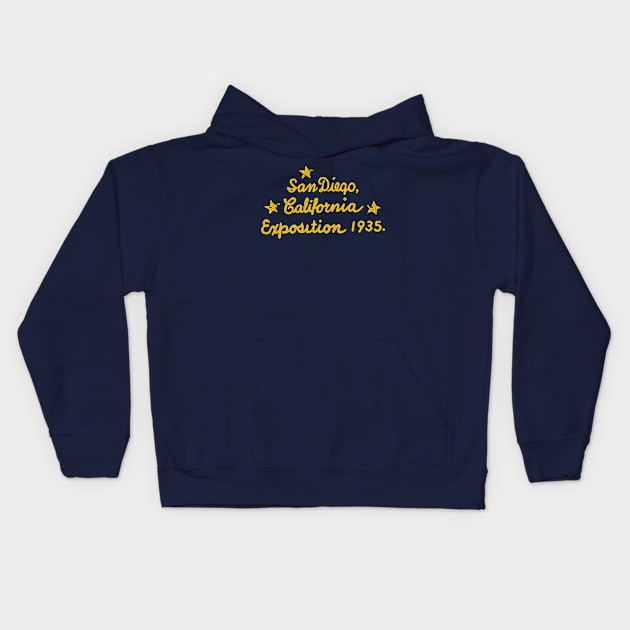 San Diego California Exposition 1935 Kids Hoodie by TouristTrash